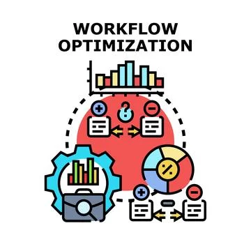 Workflow optimization implementing business process improvement strategy Illustrazione stock