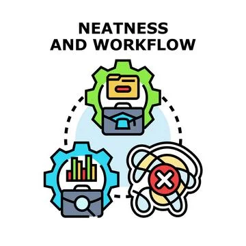 Workflow optimization improving business neatness and reducing mess Stock Illustration