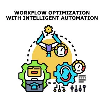Workflow optimization with intelligent automation vector concept Stock Illustration