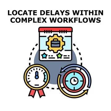 Workflow optimization locating delays and efficient task processing Stock Illustration