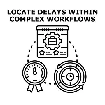 Workflow optimization locating delays and efficient task processing Stock Illustration