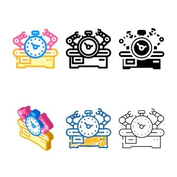 Workflow optimization manufacturing engineer color icon vector stylized Stockillustratie