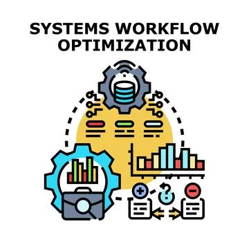 Workflow optimization system managing data and business processes Ilustração Stock