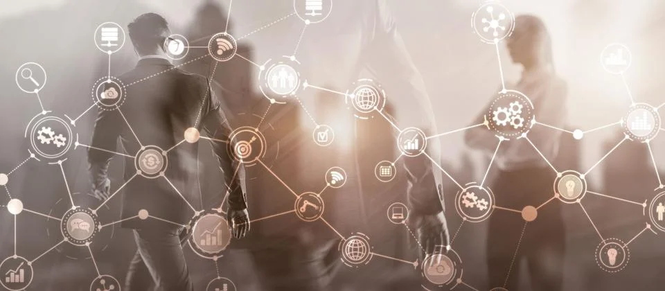 Workflow organisation structure on virtual screen. Business structure. Stock-Fotos