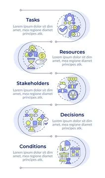 Workflow organization key elements infographic vertical sequence Stock Illustration