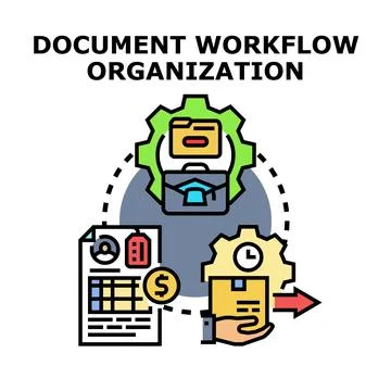 Workflow organization process managing business document flow Illustrazione stock