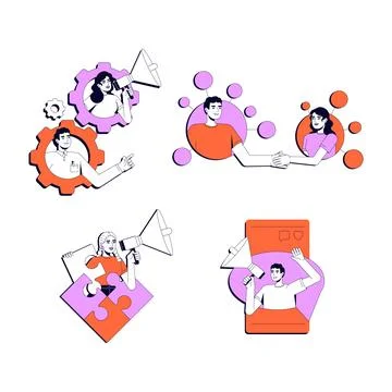 Workflow organization vector illustration concept set Stock Illustration