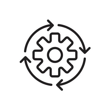 Workflow outline icon vector editable stroke for graphic design, logo, web si Stock Illustration