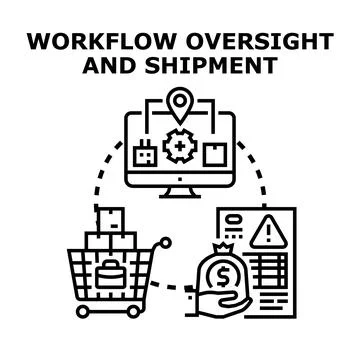 Workflow oversight and shipment management process Stock Illustration
