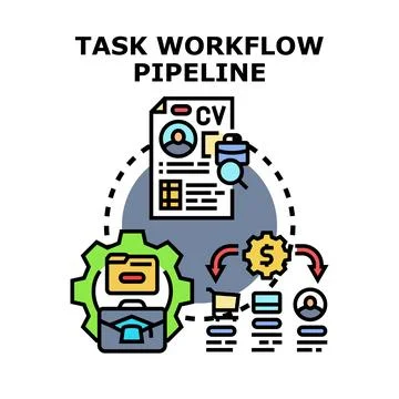 Workflow pipeline process managing tasks and business operation Stock Illustration