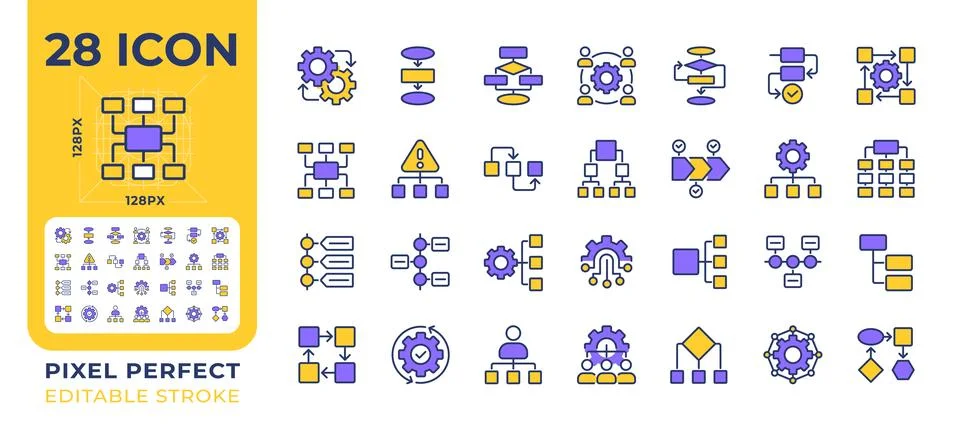 Workflow pixel perfect line color icons set イラスト素材
