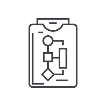 Workflow plan linear icon, sign, symbol, vector on isolated background Stock Illustration