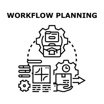 Workflow planning concept vector illustration with process icons Stock Illustration