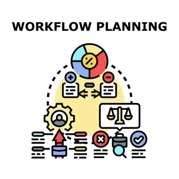 Workflow planning process creating effective business strategy Stock Illustration