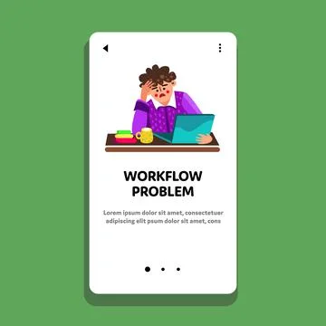 Workflow Problem Stressed Employee Man Vector Illustration 스톡 일러스트