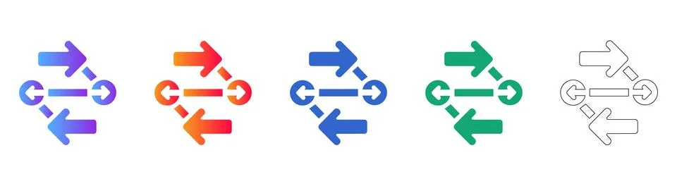Workflow Process and Data Flow Icons Stock Illustration