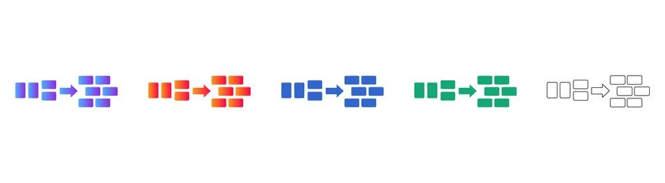 Workflow Process and Data Migration Icons Illustrazione stock