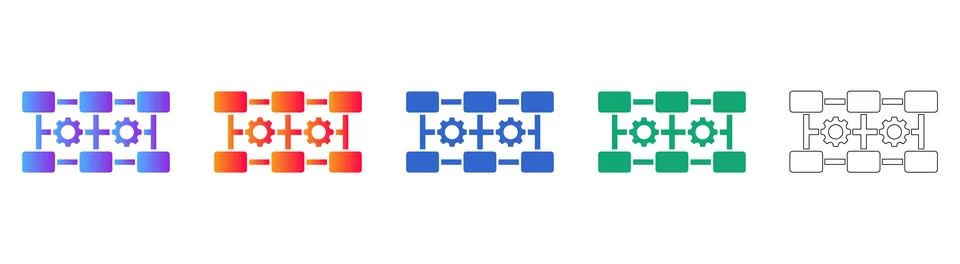 Workflow Process and Gear Integration Icons イラスト素材