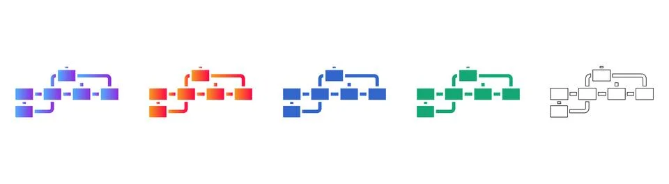 Workflow Process and Organizational Chart Icons Stock Illustration