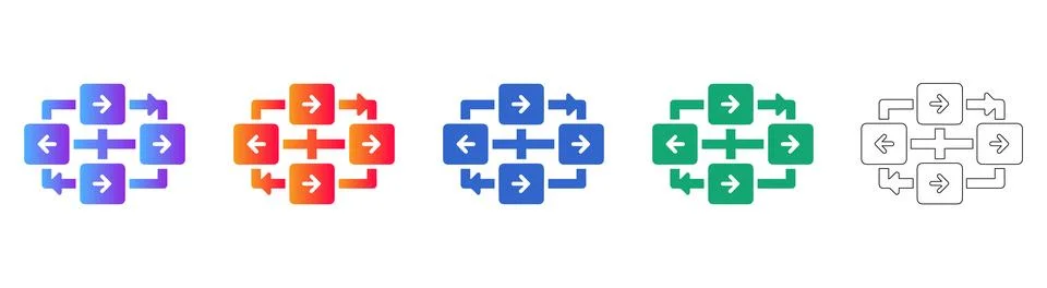 Workflow Process and System Flow Icon Set Stock Illustration