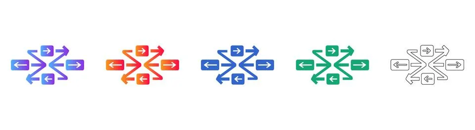 Workflow Process Arrow Vector Icon Set icon set Stock Illustration