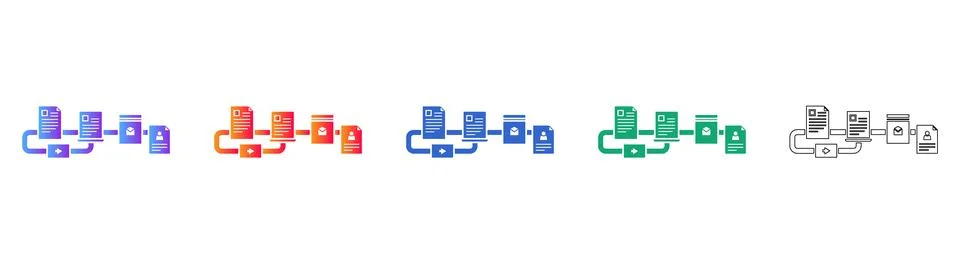 Workflow Process Automation Icon Collection Illustrazione stock