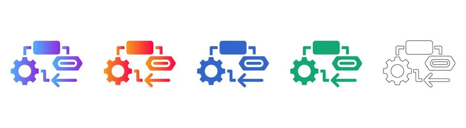 Workflow Process Automation Icon Set Stock Illustration