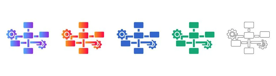 Workflow Process Automation Icons Illustrazione stock