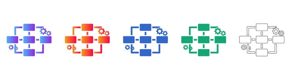 Workflow Process Automation Icons Stock Illustration
