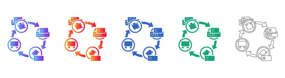 Workflow Process Cycle Icons Illustrazione stock