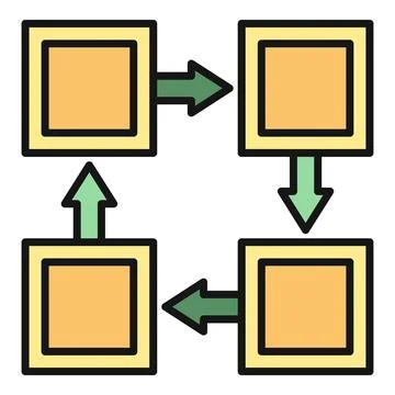 Workflow process cycle iteration steps diagram Illustrazione stock