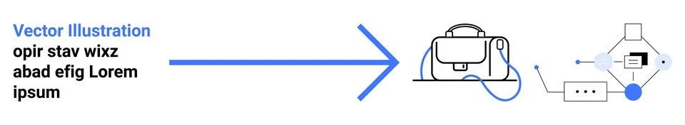 Workflow Process Diagram with Arrows and Bag Icon for Business and Marketing Illustrazione stock