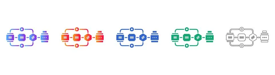 Workflow Process Diagram Icons 스톡 일러스트