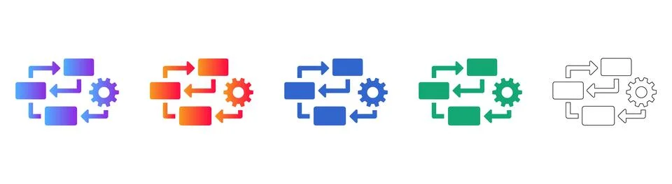 Workflow Process Diagram Icons イラスト素材