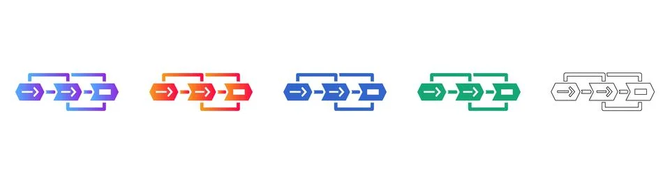 Workflow Process Diagram Icons Set Stock Illustration