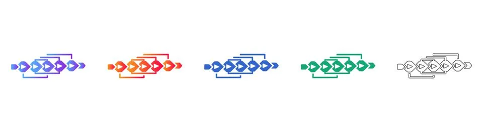 Workflow Process Diagram Icons Set Illustrazione stock