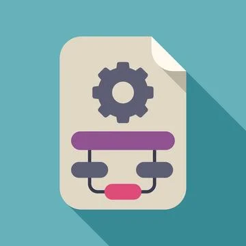 Workflow process flat design with gear icon Stock Illustration