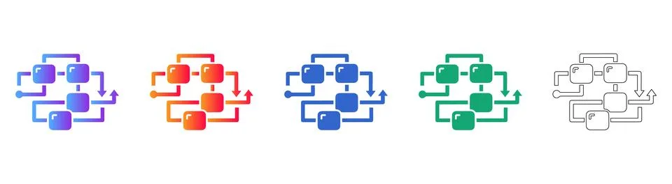 Workflow Process Flowchart Icons Set イラスト素材