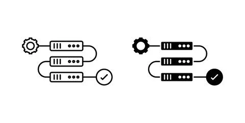 Workflow process icon in black and white. vector icon pack for websites 스톡 일러스트