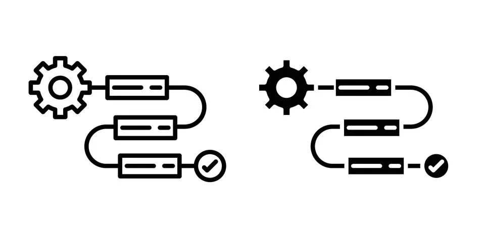 Workflow process icon black vector isolated on white 스톡 일러스트