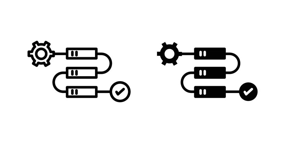 Workflow process icon concept logo design collection Stock Illustration