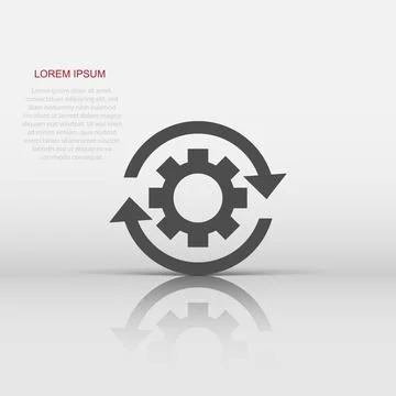 Workflow process icon in flat style. Gear cog wheel with arrows vector illu.. イラスト素材