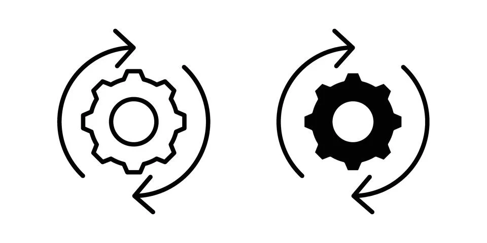 Workflow process icon illustration vector, icon set for apps Illustrazione stock