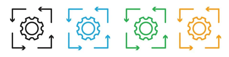 Workflow process icon line art vector Stock Illustration