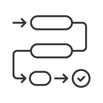 Workflow process icon in line design. workflow, process, steps, diagram, task Stock Illustration