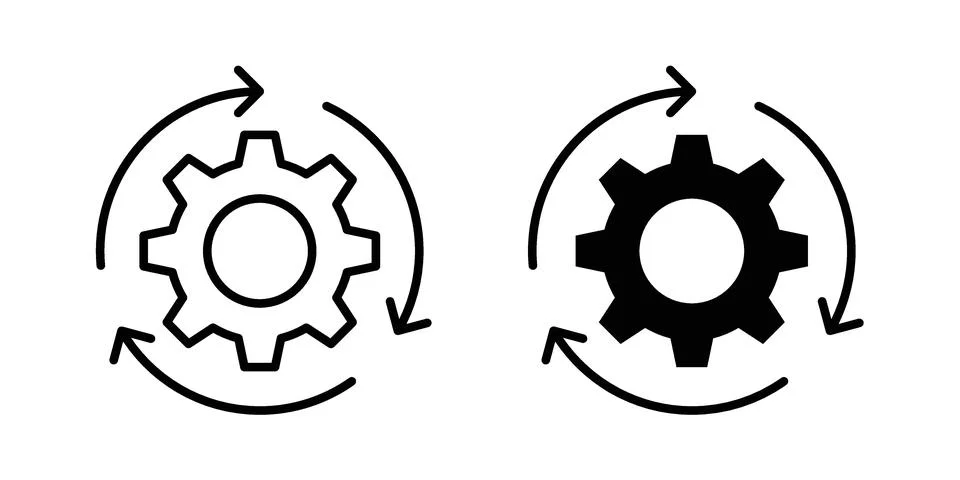 Workflow process icon vector concepts, line and silhouette style 스톡 일러스트