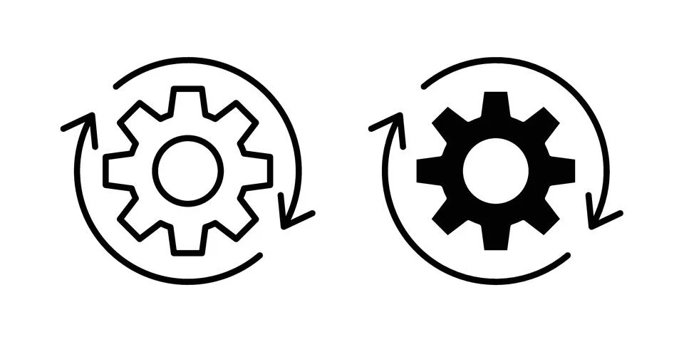 Workflow process icon vectors. Illustrations in black Stock Illustration