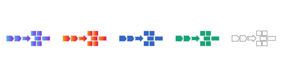 Workflow Process Icons with Arrows and Boxes Illustrazione stock