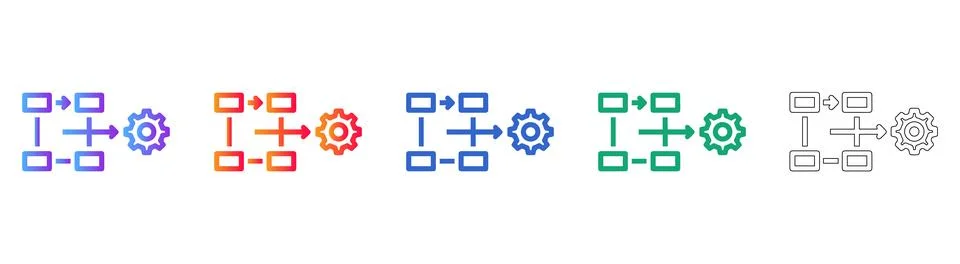Workflow Process Icons Set Stock Illustration