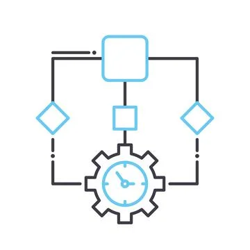 Workflow process line icon, outline symbol, vector illustration, concept sign Stock Illustration